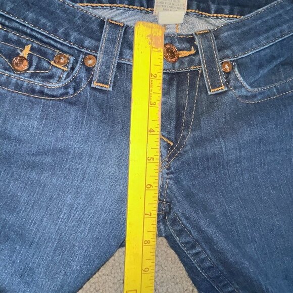 TRUE RELIGION JOEY TWISTED LEG LOW RISE BELL BOTTOm JEANS - MADE IN USA -27 TALL - Picture 14 of 16